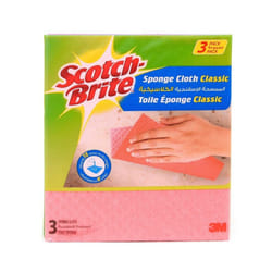 3M Scotch-Brite Classic Pink Sponge Cloths (3 Pieces) | Ultra-Absorbent, Durable Cleaning Cloths for Kitchen and Household Use, Machine Washable