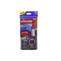 Vileda Glitzi Power Inox Scourer (2 Pcs) |Heavy-Duty Stainless Steel Scrubbers for Tough Cleaning | Ideal for Pots, Pans, and ...