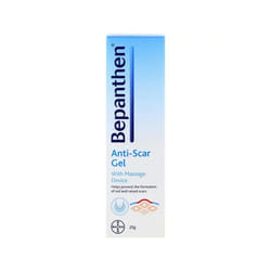 Bepanthen Anti-Scar Gel with Massage Device for Red & Raised Scars 20g | Scar Treatment for Improved Skin Appearance, Fast Absorbing Formula
