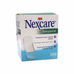 3M Nexcare Transparent Water Resistant Plasters Sensitive Skin Technology 100's