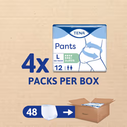 TENA Pants Super, 48 pairs of Unisex Incontinence Pants (4 x 12 packs) for Women and Men with Heavy Bladder Weakness, Size Large
