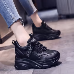 Women&apos;s Fashion Inner Height Increasing Sneakers Breathable Mesh Thick Sole Running Shoes Designer Tennis Shoes - pink, 35