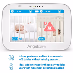 Angelcare Ac527 3-in-1 Sensasure Baby Movement Monitor with Video White
