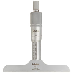Mitutoyo 128-105 Vernier Depth Gauge  Micrometer Type  0-1 Range  0.001 Graduation  +/-0.003mm Accuracy  2.5 x 0.63 Base