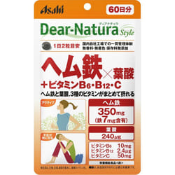 Asahi Dear-Natura Style Hem Iron Folic Acid + Vitamin B6, B12, C 120 capsules (60-day supply) Iron preparations Minerals Iron preparations