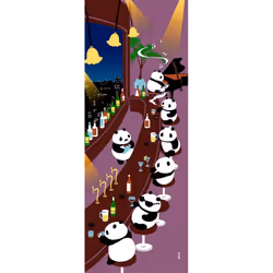 HAMAMONYO Picture Tenugui 'Panda BAR'