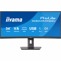 34” curved ultra-wide screen with 15cm height adjustable standThe ProLite XCB3493WQSU is a 34-inch curved monitor with a VA p ...