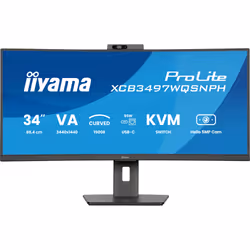 34’’ VA UWQHD curved monitor with a built-in Windows Hello camera and microphone. USB-C Dock. LAN. KVM-Switch and 15cm height ...