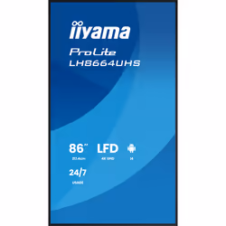 iiyama LH8664UHS-B3AG Signage Display Digital signage flat panel 2.17 m (85.6") Wi-Fi 450 cd/m² 4K Ultra HD Black Built-in processor Android 24/7 - Additional view 3