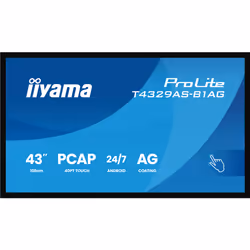 iiyama T4329AS-B1AG, Interactive flat panel, 108 cm (42.5"), LED, 3840 x 2160 pixels, Wi-Fi, 24/7