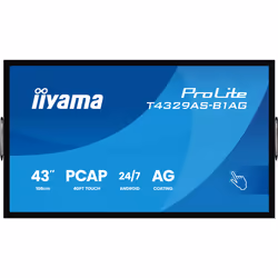 iiyama T4329AS-B1AG Signage Display Interactive flat panel 108 cm (42.5") LED Wi-Fi 500 cd/m² 4K Ultra HD Black Touchscreen Built-in processor Android 24/7