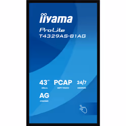 iiyama T4329AS-B1AG Signage Display Interactive flat panel 108 cm (42.5") LED Wi-Fi 500 cd/m² 4K Ultra HD Black Touchscreen Built-in processor Android 24/7