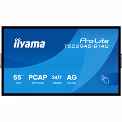 iiyama T5529AS-B1AG Signage Display Interactive flat panel 138.7 cm (54.6") LED Wi-Fi 500 cd/m² 4K Ultra HD Black Touchscreen Built-in processor Android 24/7