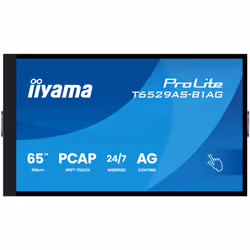 iiyama T6529AS-B1AG Signage Display Interactive flat panel 163.8 cm (64.5") LED Wi-Fi 500 cd/m² 4K Ultra HD Black Touchscreen Built-in processor Android 24/7