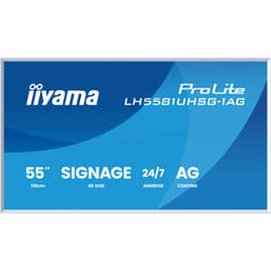 iiyama LH6581UHSG-1AG Signage Display Interactive flat panel 163.8 cm (64.5") Wi-Fi 500 cd/m² 4K Ultra HD White Built-in processor Android 10 24/7
