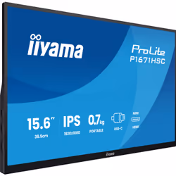 iiyama ProLite 15.6″ portable Full HD IPS monitor with USB‑C, built‑in speakers & leather cover - Additional view 3