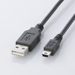 Elecom U2C-M20BK, 2 m, USB A, Mini-USB B, USB 2.0, 0.48 Gbit/s, Black