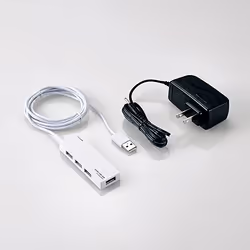 Elecom U2H-AN4SWH, USB 2.0, USB 2.0, 480 Mbit/s, White, 1.5 m, AC