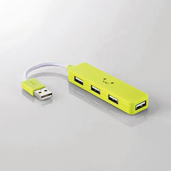 Elecom U2H-SN4NBF3GN interface hub USB 2.0 480 Mbit/s Yellow