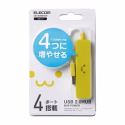 Elecom U2H-SN4NBF3GN interface hub USB 2.0 480 Mbit/s Yellow