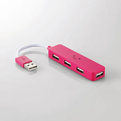 Elecom U2H-SN4NBF4PN interface hub USB 2.0 480 Mbit/s Pink