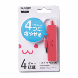 Elecom U2H-SN4NBF4PN interface hub USB 2.0 480 Mbit/s Pink