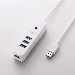 Elecom U3H-T410SWH, USB 3.2 Gen 1 (3.1 Gen 1) Type-A, USB 3.2 Gen 1 (3.1 Gen 1) Type-A, 5000 Mbit/s, White, Mac OS X 10.10 Yo ...