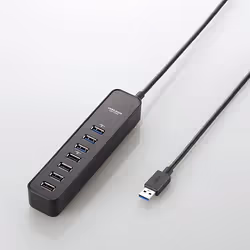 Elecom U3H-T706SBK, USB 3.2 Gen 1 (3.1 Gen 1) Type-A, USB 2.0, USB 3.2 Gen 1 (3.1 Gen 1) Type-A, Black, 1.5 m, Windows 7, Win ...