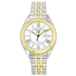 Seiko 5 Two Tone Stainless Steel Silver Dial 21 Jewels Automatic SNKL36J1 Men's Watch