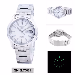 Seiko 5 Automatic White Dial SNKL75 SNKL75K1 SNKL75K Men's Watch