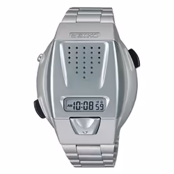 Seiko Men's SBJS001 (Voice Digital Watch Quartz) tonneau Watch Silver Plastic *Case Back:Stainless