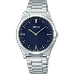 Seiko Men's SQBR021 (Tactile Watch for Visually Impaired Men's Metal Band Navy) Round Watch Silver