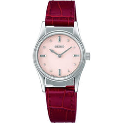 Seiko Women's SQWK033 (Tactile Watch for Visually Impaired Women's Leather Band Pink) Round Watch