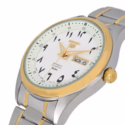 Seiko 5 Two Tone Stainless Steel White Arabic Dial Automatic SNKP22 SNKP22J1 SNKP22J Men's Watch