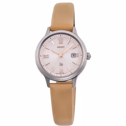 ORIENT Women's RN-WG0412P (iO Women's Leather Band NATURAL&amp;PLAIN) Round Watch Khaki Analog