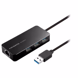 I-O Data US3-HB3ETG, USB 3.2 Gen 1 (3.1 Gen 1) Type-A, IEEE 802.3ab, IEEE 802.3az, IEEE 802.3u, Black, RJ-45, USB 3.2 Gen 1 ( ...