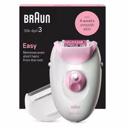 Braun Silk-Ã©pil 3, Corded Epilator for Hair Removal, Weeks of Smooth Skin, with Lady Shaver Head & Trimmer Comb, 3-031, Pink