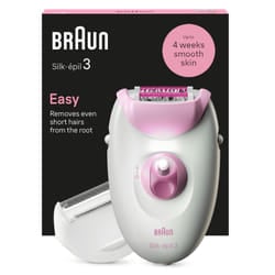 Braun Silk-Ã©pil 3, Corded Epilator for Hair Removal, Weeks of Smooth Skin, with Lady Shaver Head & Trimmer Comb, 3-031, Pink