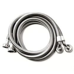 2-Pack Premium Stainless Steel Washing Machine Hoses - 5 FT No-Lead Burst Proof Water Inlet Supply Lines - Universal 90 Degree Elbow Connection - 10 Y