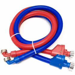 2-pack Flood Safe Washing Machine Hoses - Heavy Duty PVC Hose Sealed With Rigid Corrugated Outer Wall in Red-Blue and Built-i ...