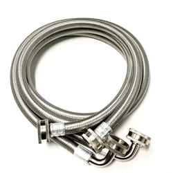 2-Pack Premium Stainless Steel Washing Machine Hoses - 4 FT No-Lead Burst Proof Inlet Supply Lines - 90 Degree Elbow Connection - 10 Year Warranty