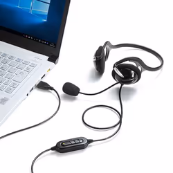 SANWA SUPPLY MM-HSU05BK headphones/headset Wired Neck-band Office/Call center Black