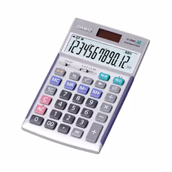 Casio JS-200W, Desktop, Basic, 12 digits, 1 lines, Battery/Solar, Grey