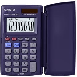 Casio HS-8VER, Pocket, Basic, 8 digits, 2 lines, Battery/Solar, Blue