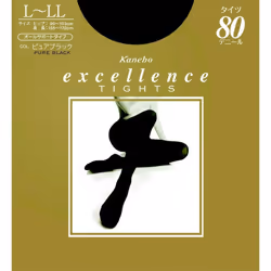 Kanebo EXCELLENCE Tights (80 Denier) Pure Black L-LL Size Tights Less than 100 denier Tights Less than 100 denier