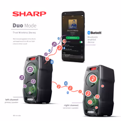Sharp PS-929 180W Portable Party Speaker with TWS, Bluetooth, Aux & Microphone - Black - Additional view 7