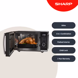 Sharp Home Appliances YC-QC254AU-B microwave Black Combination microwave Countertop 25 L 900 W