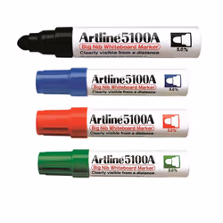 Artline EK-5100A, 4 pc(s), Black, Blue, Green, Red, Bullet tip, Black, White, Plastic, Rectangle