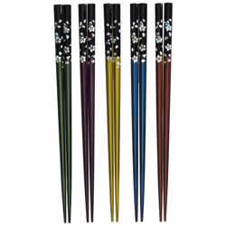 Tanaka Chopstick Shop [Wakasa-Painted Chopsticks] Silver Cherry Blossom 5P