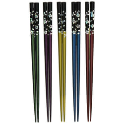 Tanaka Chopstick Shop [Wakasa-Painted Chopsticks] Silver Cherry Blossom 5P